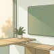 Rusthoek van een Nederlands kantoor met saliegroen akoestisch paneel, minimalistisch bureau en kamerplant in warm natuurlijk licht.