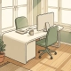 Ergonomisch zit-sta bureau met bureaustoel en kamerplant in een lichte Nederlandse werkkamer met houten vloer.