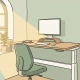 Ergonomische thuiswerkplek met zit-stabureaugestoel, monitor op ooghoogte en natuurlijk licht via een groot raam.