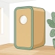 Vrijstaande telefoonpod in warm stof in moderne Nederlandse kantoorhoek met lichthouten vloer, salie groene tinten en kamerplant.